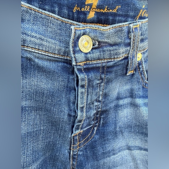 7 For All Mankind Josefina Skinny Boyfriend Jeans Size 26 Distressed Button Fly - Picture 7 of 10